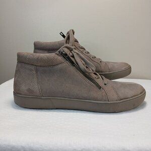 NATURALIZER SUEDE MOTLEY MID-TOP SNEAKER, SIDE ZIP WOMENS SIZE 8.5 DARK TAUPE